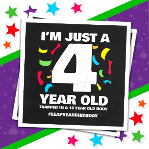 16th Birthday Party Trapped Leap Year Day Feb 29th Napkin