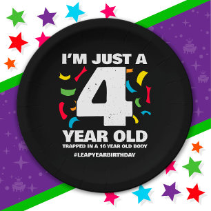 16th Birthday Party Trapped Leap Year Day Feb 29th Paper Plate
