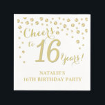 16th Birthday Party White and Gold Diamond Napkin<br><div class="desc">16th Birthday Party Invitation with White and Gold Glitter Diamond Background. Gold Confetti. Kids Birthday. Boy or Girl Birthday. For further customization,  please click the "Customize it" button and use our design tool to modify this template.</div>