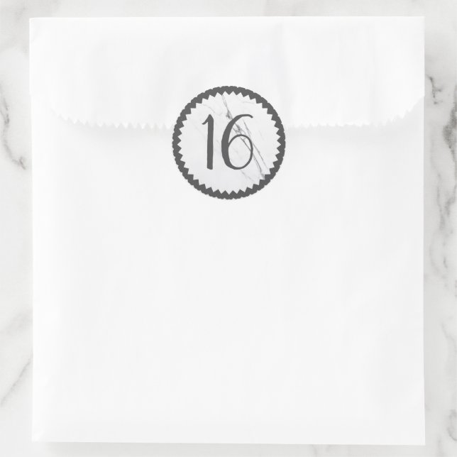 16th Birthday Party White Marble Classic Round Sti Classic Round Sticker (Bag)