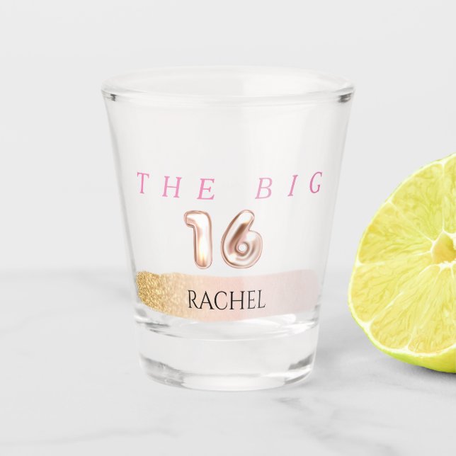16th Birthday Personalized Shot Glass (Front)