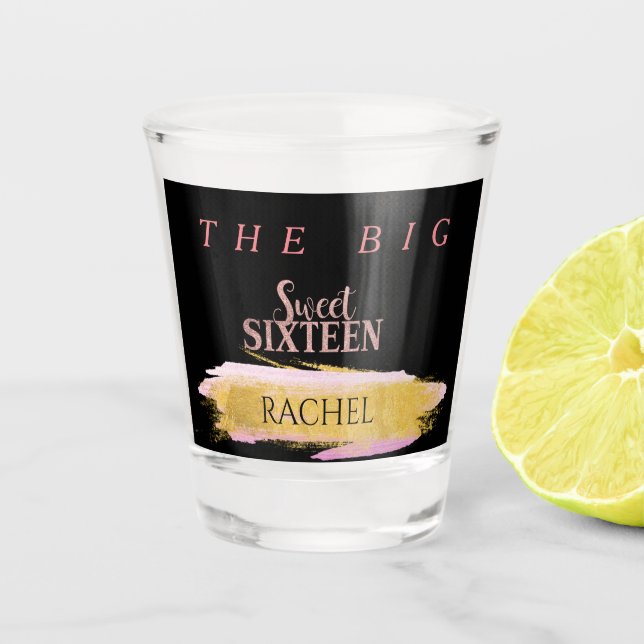 16th Birthday Personalized Shot Glass (Front)