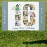 16th Birthday Photo Collage Custom Yard Garden Sign<br><div class="desc">16th Birthday Party - create your own yard sign with custom photo collage printed on both sides. The template is set up for you to add your favourite photos so your pictures will automatically appear as a photo collage in the shape of the number 16. The sign has tranquil teal...</div>