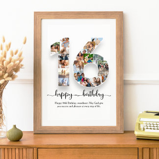 16th Birthday Photo Collage Poster