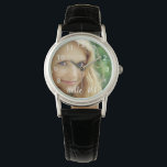 16th birthday photo hello 16 girl watch<br><div class="desc">Template for Your own photo.  White text overlay: Hello 16.  A great Sweet 16th birthday gift or keepsake for for her. The text is written with a modern and trendy hand lettered style script. White clock face numbers from 8 to 4.</div>