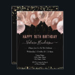 16th Birthday Pink Balloons<br><div class="desc">Faux glitter. Stylish pink party balloon template. Great for many different birthday celebrations. All text is adjustable.</div>