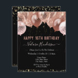 16th Birthday Pink Balloons<br><div class="desc">Faux glitter. Stylish pink party balloon template. Great for many different birthday celebrations. All text is adjustable.</div>