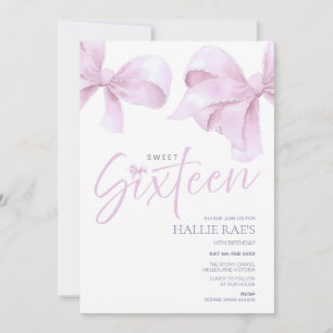 16th Birthday Pink Bow Sweet Sixteen  Invitation