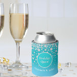 16th Birthday queen diamonds teal glitter girl<br><div class="desc">An elegant and glamourous can cooler for a 16th birthday party for a girl. (or any age) A chic teal, green and light blue ombre faux glitter coloured background. A teal coloured circle frame with the text: Birthday Queen. Faux diamonds as decoration. Template for a name and age written with...</div>