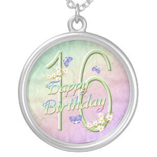 16th Birthday Rainbows and Butterflies Necklace