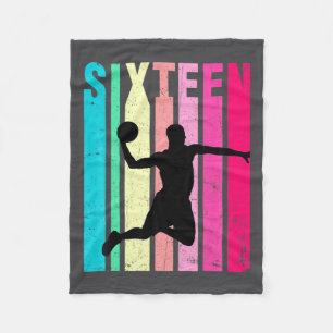 16th Birthday Retro Basketball Lovers 16 Years Old Fleece Blanket