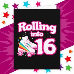 16th Birthday Roller Skating 16 Years Old Skate Card