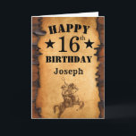 16th Birthday Rustic Country Western Cowboy Horse Card<br><div class="desc">16th Birthday Rustic Country Western Cowboy Horse Card with personalized name and age. For further customization,  please click the "Customize it" button and use our design tool to modify this template.</div>