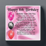 16th  Birthday Sister Poem Plaque<br><div class="desc">A great personalised gift for a sister on her 16th  Birthday.

This item can be personalised or just purchased as it is</div>