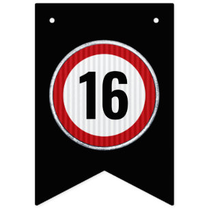 16th Birthday Speed Limit Bunting Flags