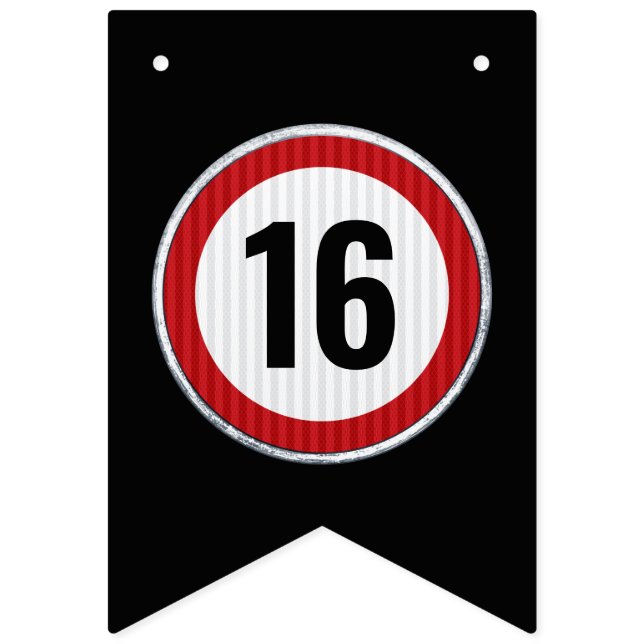 16th Birthday Speed Limit Bunting Flags (First Flag)