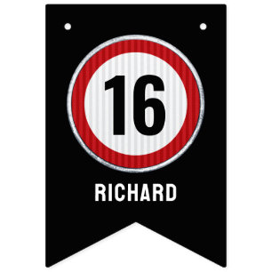 16th Birthday Speed Limit Bunting Flags