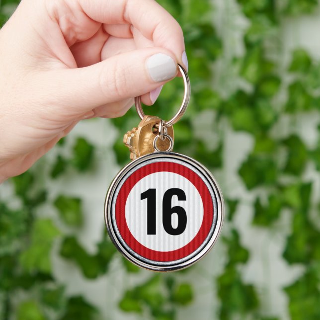 16th Birthday Speed Limit Keychain (Hand)
