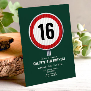 16th Birthday Speed Limit Sign - ANY AGE Invitation