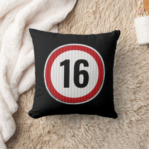 16th Birthday Speed Limit Throw Pillow
