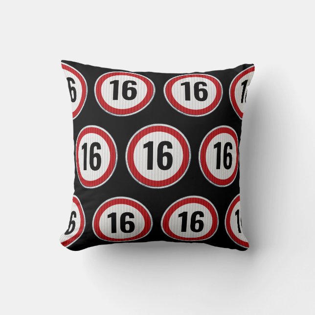 16th Birthday Speed Limit Throw Pillow (Front)