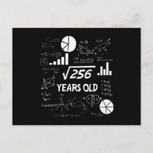 16th Birthday Square Root Math 16 Years Old Bday Postcard