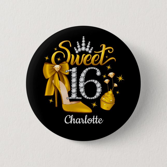 16th Birthday. Sweet 16 girl’s 2 Inch Round Button (Front)