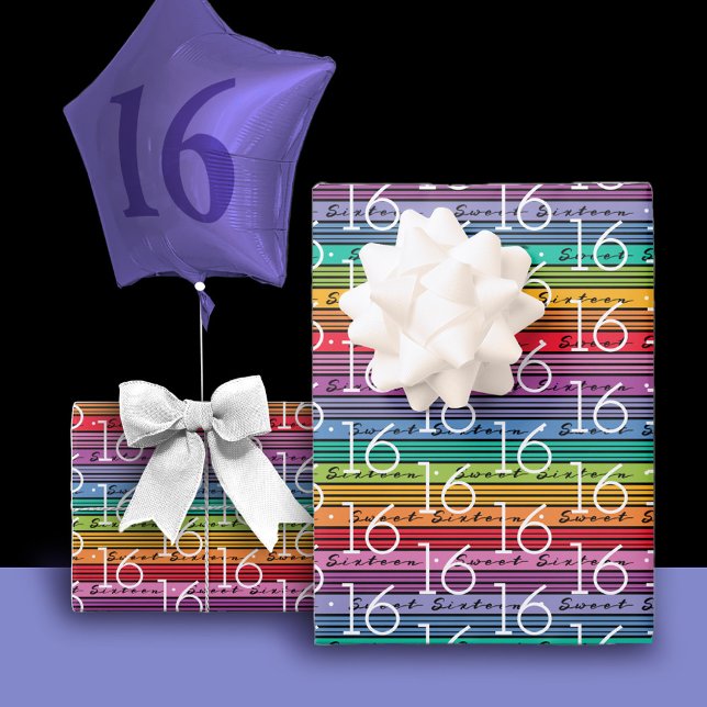 16th Birthday Sweet Sixteen Wrapping Paper Sheet (Creator Uploaded)