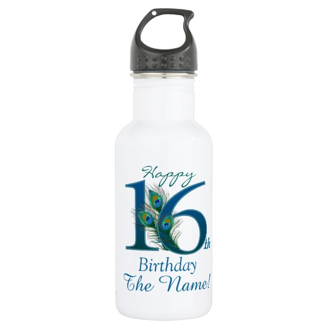 16th Birthday Template 100% personalized 532 Ml Water Bottle (Front)