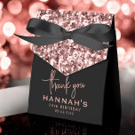 16th Birthday Thank You Rose Gold Glitter Script Favor Box<br><div class="desc">Express gratitude in style with these 16th Birthday Thank You Rose Gold Glitter Script Favour Boxes. Adorned with sparkling rose gold glitter and a sleek script font, these favour boxes offer a trendy and elegant way to thank your guests for being part of your special day. Perfect for a memorable...</div>