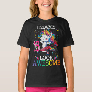 16th Birthday Unicorn Gift Shirt I Make 16 Look Aw