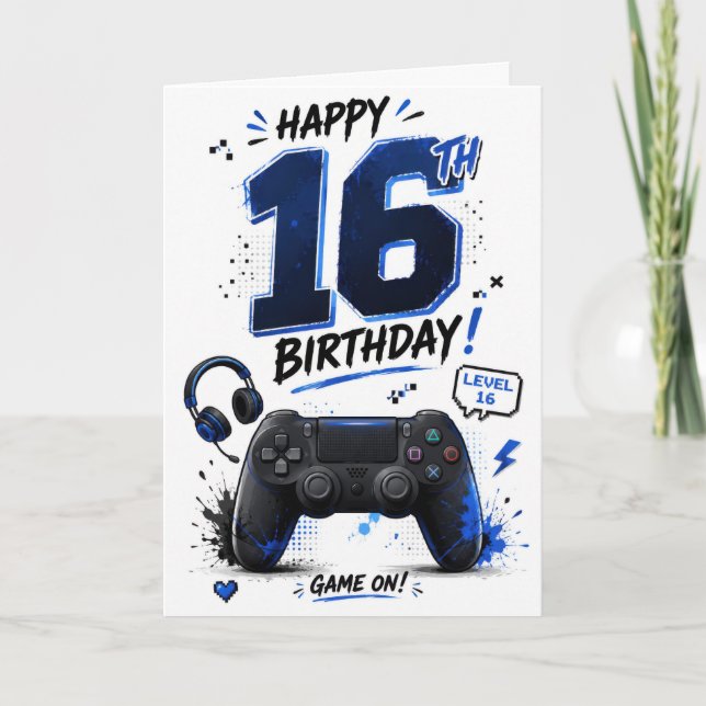 16th Boy Gaming Birthday Card (Front)