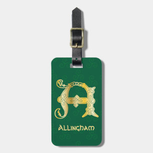 16th Century Celtic Knot Decorative Capital A Luggage Tag