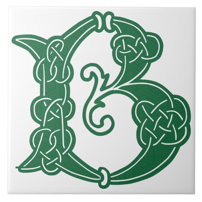 16th Century Celtic Knot Decorative Capital B Tile (Front)