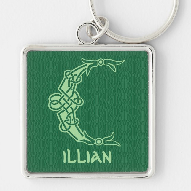16th Century Celtic Knot Decorative Capital C Keychain (Front)
