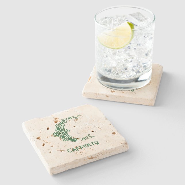 16th Century Celtic Knot Decorative Capital C Stone Coaster (Side)