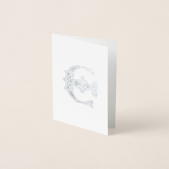 16th Century Celtic Knot Decorative Capital E Foil Card (Front)