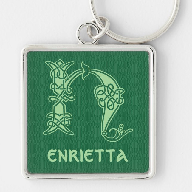 16th Century Celtic Knot Decorative Capital H Keychain (Front)