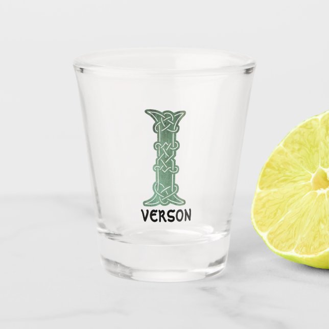 16th Century Celtic Knot Decorative Capital I Shot Glass (Front)