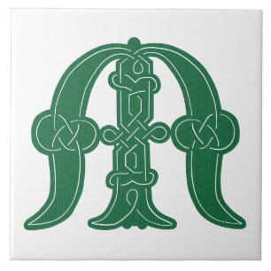 16th Century Celtic Knot Decorative Capital M Tile