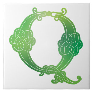 16th Century Celtic Knot Decorative Capital Q Tile