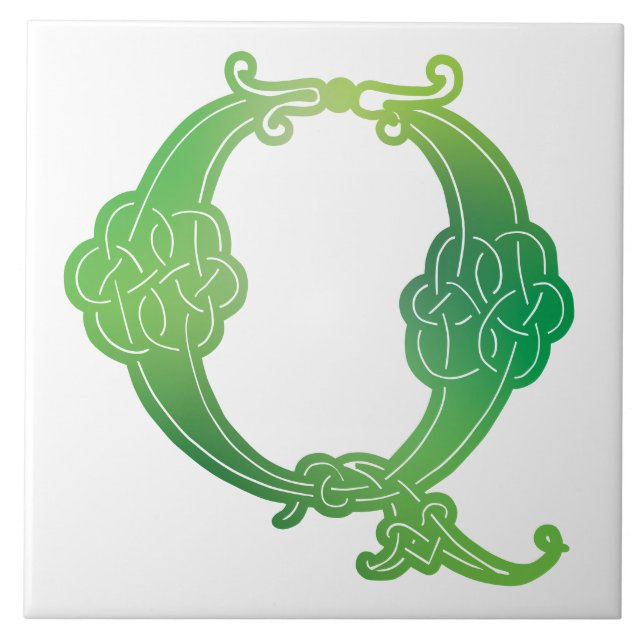 16th Century Celtic Knot Decorative Capital Q Tile (Front)