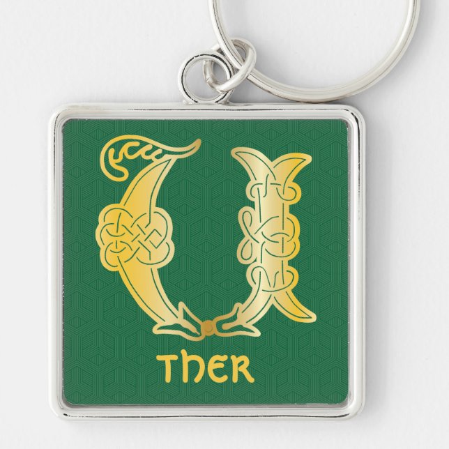 16th Century Celtic Knot Decorative Capital U Keychain (Front)