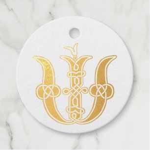 16th Century Celtic Knot Decorative Capital W Favour Tags
