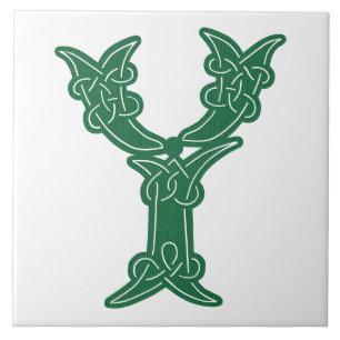 16th Century Celtic Knot Decorative Capital Y Tile