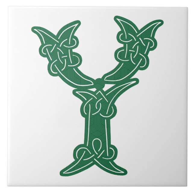 16th Century Celtic Knot Decorative Capital Y Tile (Front)