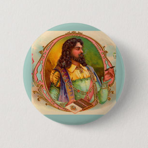 16th century cigar smoker 2 inch round button