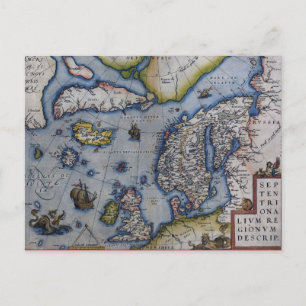 16th Century Map of Scandinavia Postcard