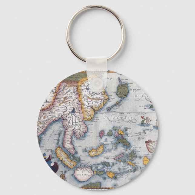 16th Century Map of South East Asia and Indonesia Keychain (Front)