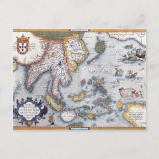 16th Century Map of South East Asia and Indonesia Postcard